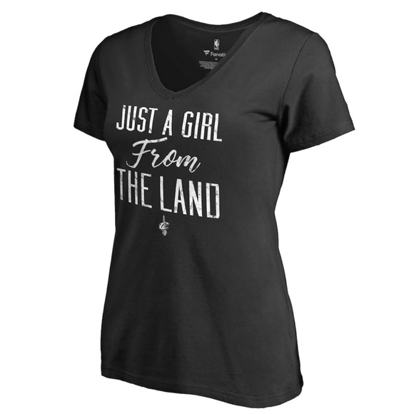 Fanatics Women's Black Cleveland Cavaliers Just a Girl V-Neck T-Shirt Size Med - Picture 1 of 8